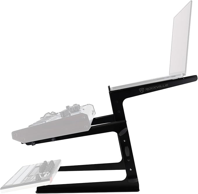 Rockville Rock2d2 Adjustable Dual Shelf DJ Controller Midi Keyboard Laptop Stand