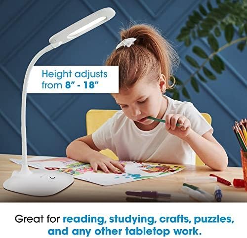 OttLite ClearSun LED Soft Touch Desk Lamp - 3 Brightness Settings - Energy Efficient Natural Daylight LEDs - Adjustable Flexible Neck & Touch Controls for Home Office, Computer Desk, & Dorms