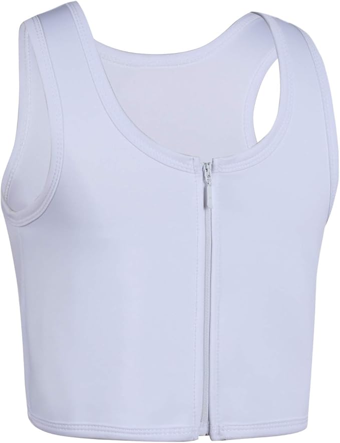 JARAZIN Zipper Chest Binder for Women Transgender FTM Half Elastic Band Bra Tank Top
