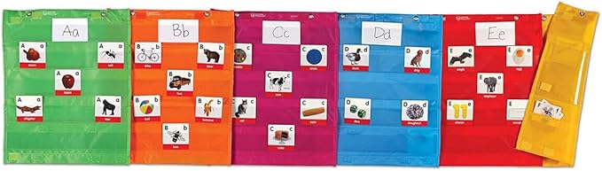 Learning Resources Magnetic Pocket Chart Squares, Set of 6 - Organization Center Pocket Chart for Classroom, Charts for Classroom, Magnetic Sentence Strip Pockets for Teachers