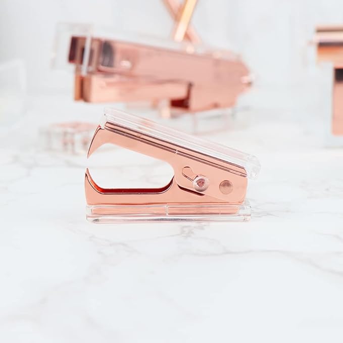 NatSumeBasics Staples Remover Rose Gold Clear Acrylic Staple Puller Removal Tool for Home Office School Desk Accessories (Rose Gold)