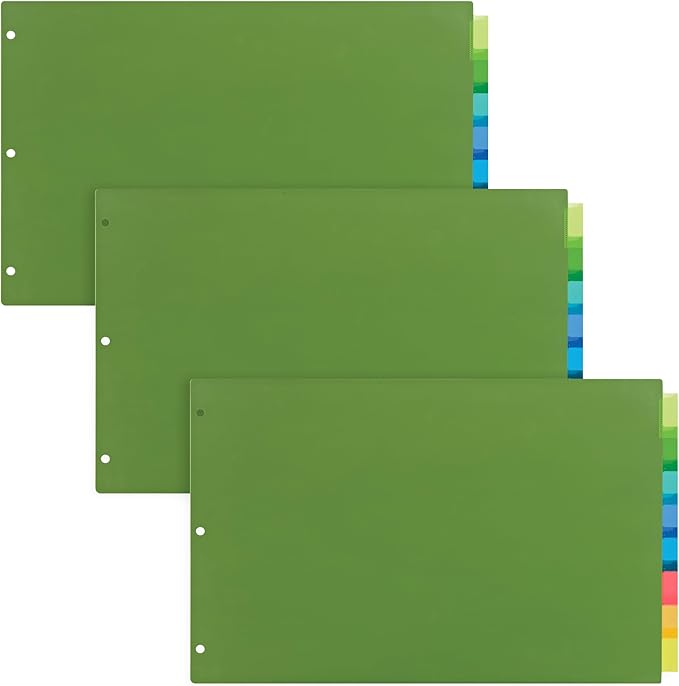 Avery Dividers for 3 Ring Binders, 8-Tab Plastic Binder Dividers, 11" x 17", Insertable Big Tabs, Multicolor (3 Sets of 11179)