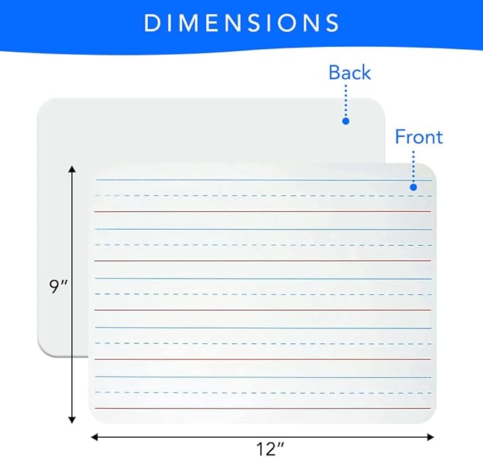 Small White Board 9X12, Small Dry Erase Board 2 Pack Whiteboard Dry Erase Double Sided with Lines Mini Whiteboard, Lapboard Ideal for Homeschool, Office, Classroom White Boards for Kids