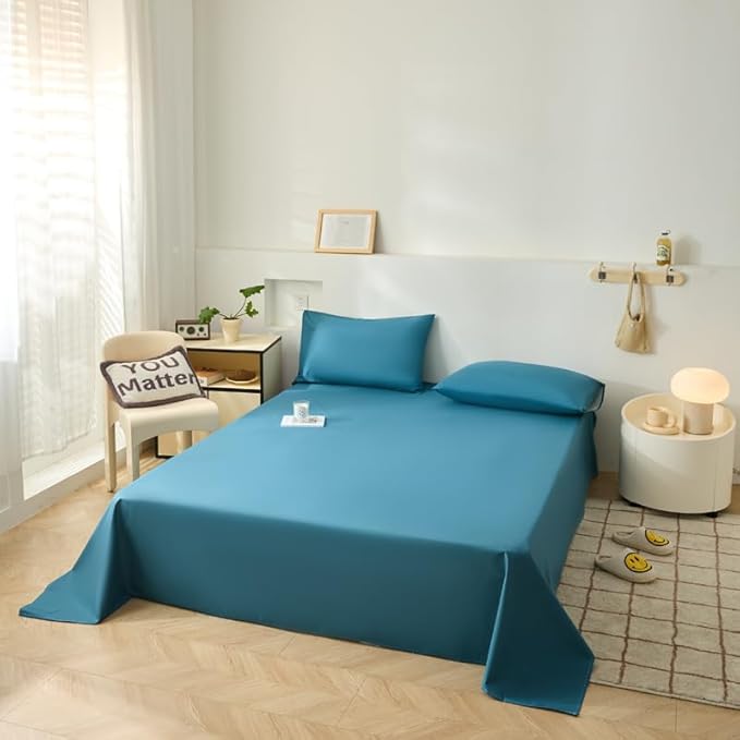 WenBags Lightweight Waterproof Flat Sheet 70 * 90 Inches Queen Size-Mattress Protector for Bed & Couch, Pet Hair Resistant Cover Ideal for Dogs & Cats, Perfect for Hotels & Hospitals(Blue)