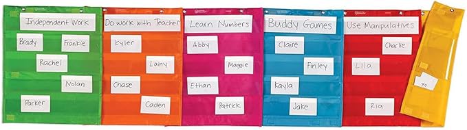 Learning Resources Magnetic Pocket Chart Squares, Set of 6 - Organization Center Pocket Chart for Classroom, Charts for Classroom, Magnetic Sentence Strip Pockets for Teachers
