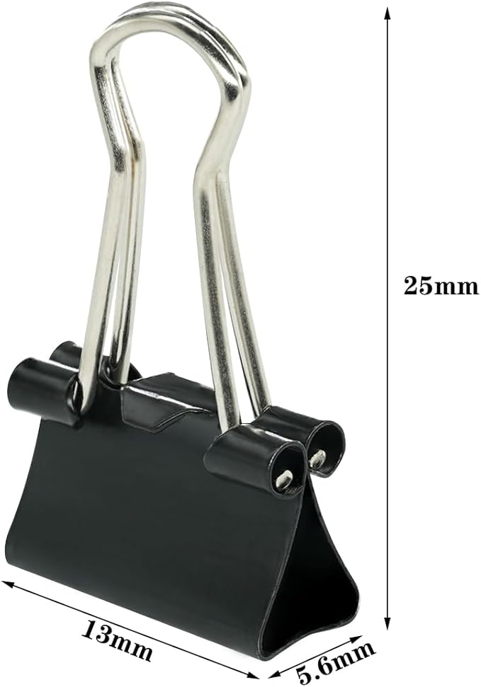 64Pcs Mini Binder Clips, 0.5 inch(13mm), Paper Clamps Micro Size for Office Supplies, Black