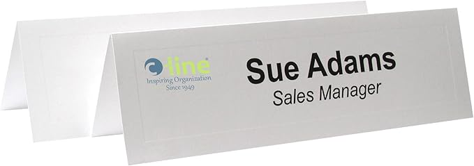 C-Line Medium Name Tent Cards, Inkjet/Laser Ready, Scored, Embossed White, 2.5 x 8.5 Inches Folded, 100-Count (87587)