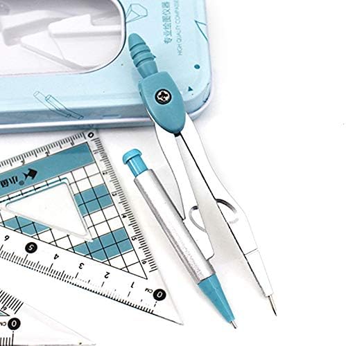 LABANCA 7 Pcs Compass Set with Protractor Rulers Drafting Tools Kit for Math Geometry (Y-Blue)