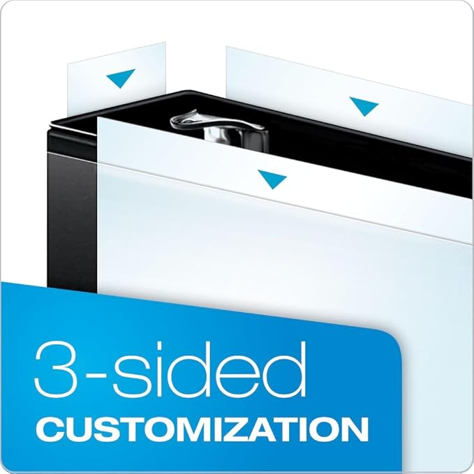 Cardinal 3 Ring Binder, Durable 1.5 Inch Performer ClearVue Binder, Round Rings, 350-Sheet Capacity, Customizable ClearVue Covers, PVC-Free, Black (67325)