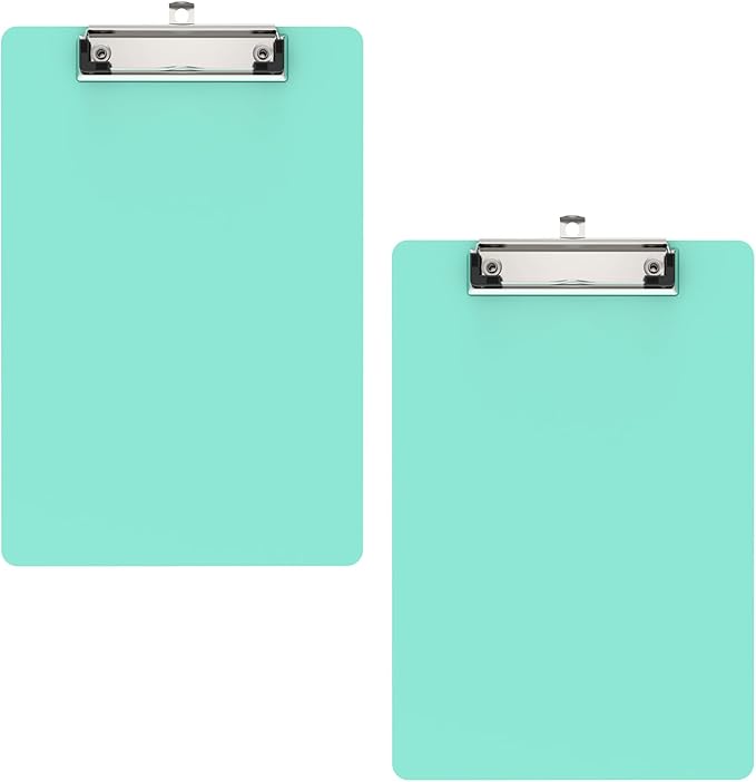 2 Pack Small Clipboards, A5 Plastic Mini Teal Clip Board for Classroom, Students, Kid, Size 6" x 9" with Low Profile Clip, Office & School Supply