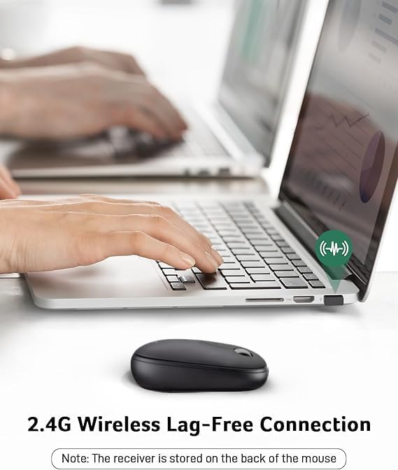 acer Computer Mouse Wireless, 2.4G Slim USB Wireless Mice with USB-A Receiver, 1600 DPI Optical, Laptop Mouse with Plug and Play for Right/Left Handed Users (for Chromebooks, Windows PC & Mac) Black