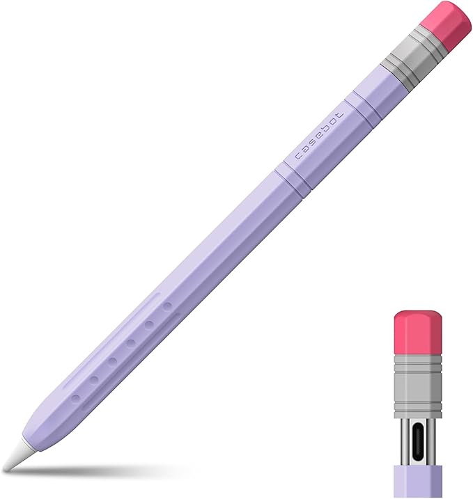 Fintie Silicone Sleeve for Apple Pencil (USB-C), Light Pen Skin Case Cover Soft Protective Anti-Slip Pencil Grip Holder, Supports Magnetic Attachment, Lilac Purple