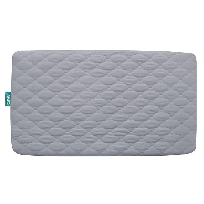 Crib Mattress Protector Sheets Fitted Waterproof Crib Mattress Pad Cover, Noiseless & Machine Wash 100% Absorbent Crib/Toddler Mattress Protector Sheet Quilted, Gray, 52" x 28"