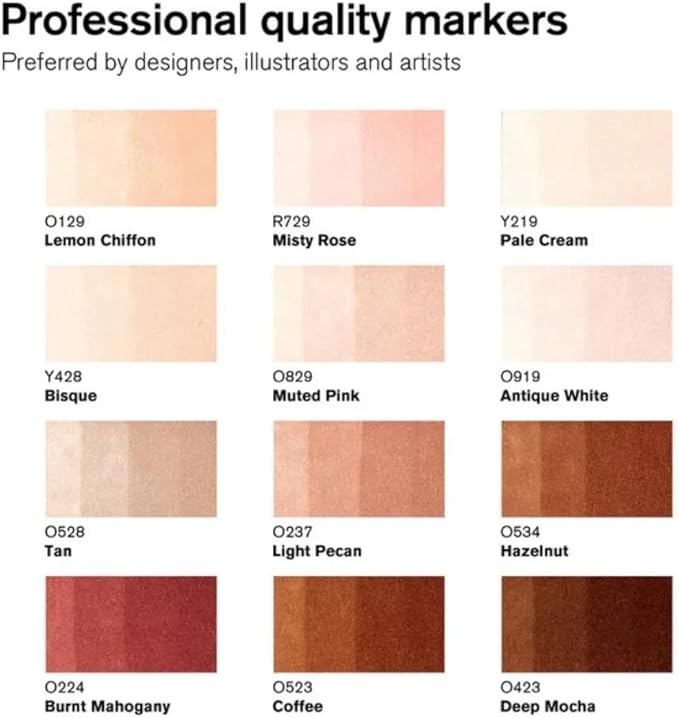Winsor & Newton ProMarker Set, 12 Count, Skin Tones