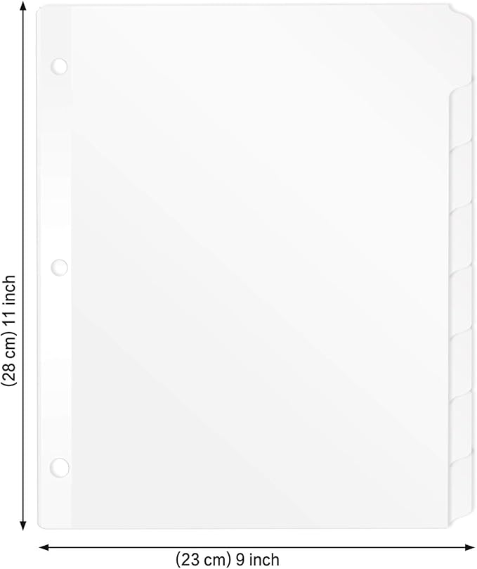 8-Tab Binder Dividers, HERKKA 3 Ring Binder Dividers with Reinforced Edge, 3 Hole Punch Section Index Dividers for Binders, 1/8-Cut Tabs, Letter Size, White, 120 Dividers