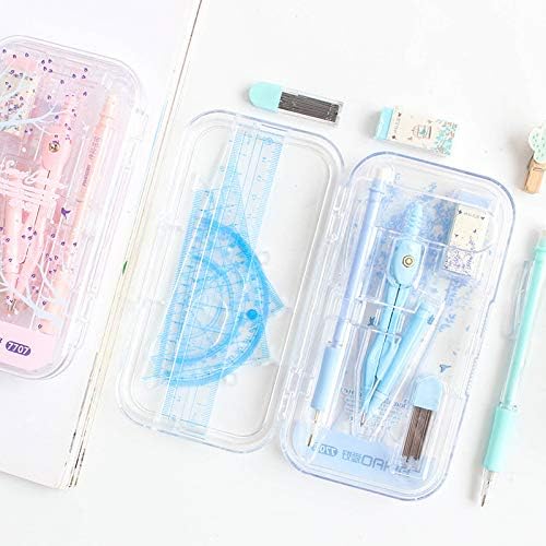 LABANCA 8 Pcs Compass Set with Protractor for Math Geometry Set Drawing Compass, Rulers, Pencil, Eraser Blue