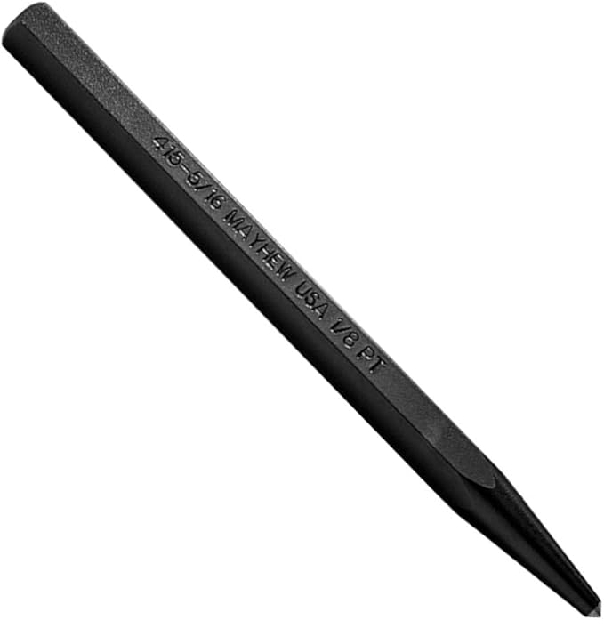 Mayhew Tools 24007 Center Punch, 1/8" - 3 mm x 4-1/4", Black Oxide Finish