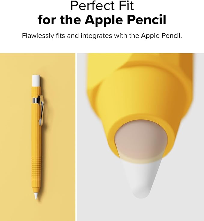 Ringke Silicone Drafting Pencil Case Compatible with Apple Pencil 2nd Generation and Apple Pencil Pro Case, Perfect Grip Silicone Protective Cover Sleeve Accessories - Yellow