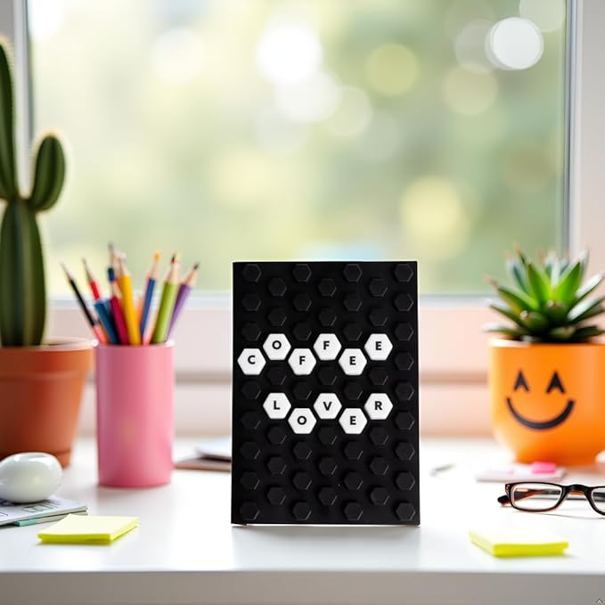 Pearhead Letterboard Composition Notebook, Customizable Silicone Cover Fidget Journal with Letters & Symbols, Lined Pages for Notes, School, Planning & Writing, Black & White