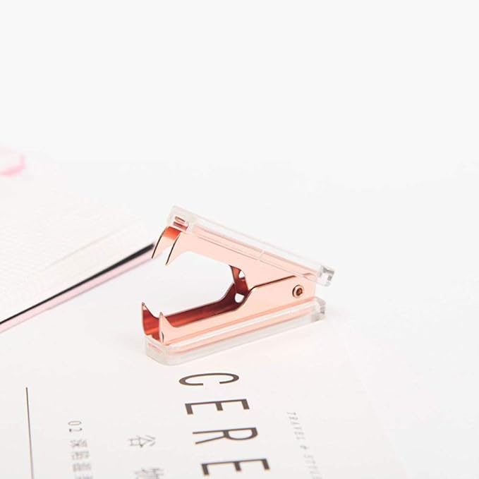 NatSumeBasics Staples Remover Rose Gold Clear Acrylic Staple Puller Removal Tool for Home Office School Desk Accessories (Rose Gold)