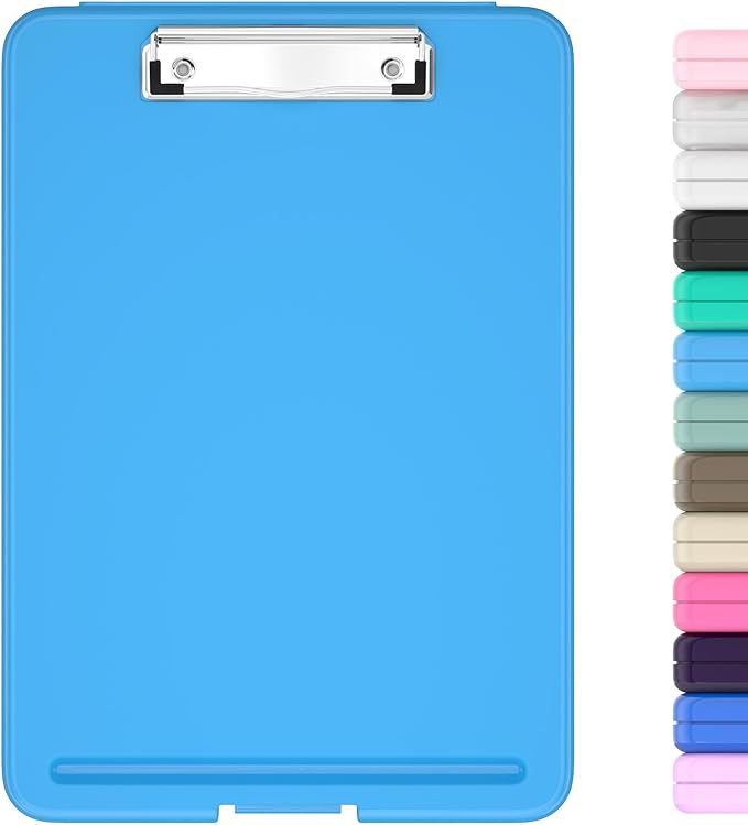 Hongri Clipboard with Storage, 8.5 x 11 Nursing Clip Board Foldable Storage for Nurses, Lawyers, Students, Classroom, Office, School, Size 13.4 x 9.4 X 0.9 in, Blue