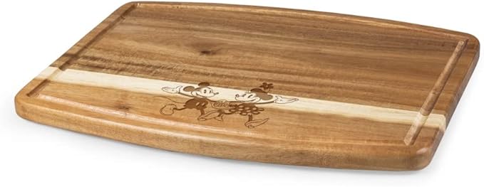 PICNIC TIME Disney Mickey Mouse & Minnie Mouse Ovale Acacia Cutting Board, Serving Board, Charcuterie Board, (Acacia Wood)