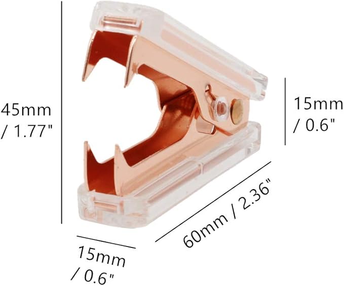 NatSumeBasics Staples Remover Rose Gold Clear Acrylic Staple Puller Removal Tool for Home Office School Desk Accessories (Rose Gold)