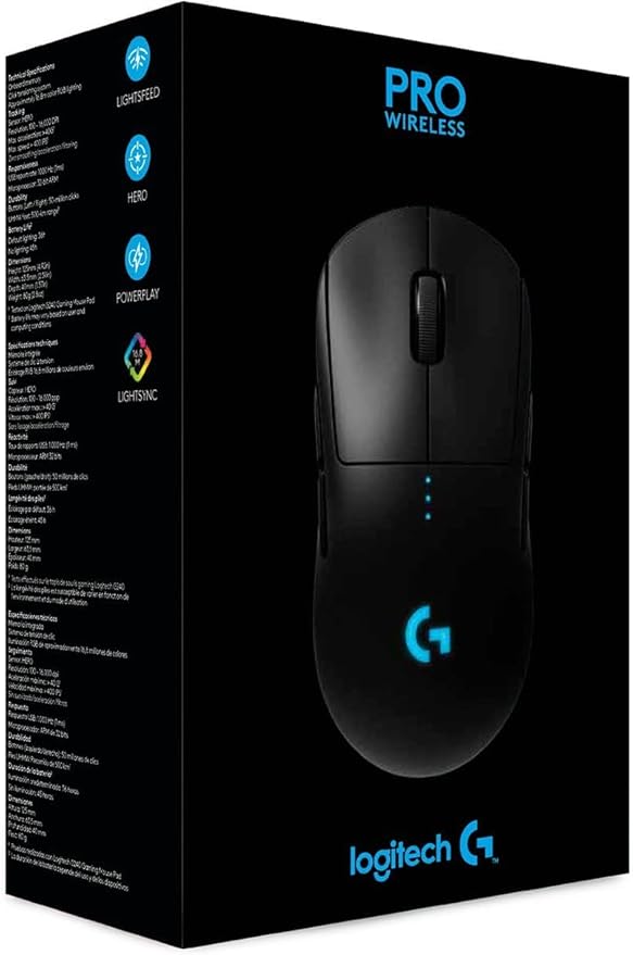 Logitech G Pro Wireless Gaming Mouse with Esports Grade Performance, Ergonomic Ambidextrous, 4-8 Programmable Buttons, and HERO 25K Sensor (Renewed)