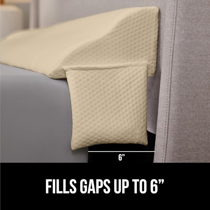 Gorilla Grip Headboard Gap Pillow and Bed Sheet Straps, Headboard Gap Pillow Size Twin Cream, Dense Foam Wedge, Sheet Fasteners 4 Pack White, Adjustable Elastic with Metal Clips, 2 Item Bundle