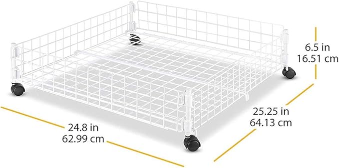 Whitmor Rolling White Wire Underbed Cart