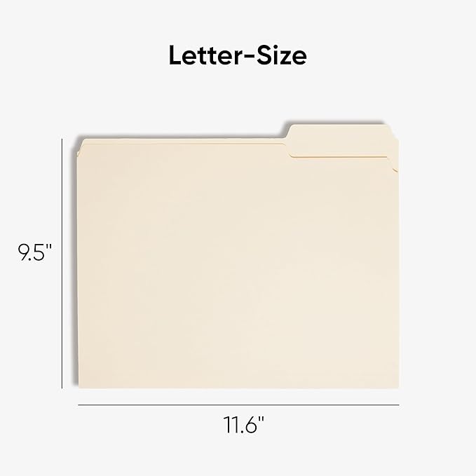 Smead File Folders Letter Sized,1/3-Cut Tab,Assorted Positions,Letter Size Manila Folders,100 Per Box (10381),(Pack of 2)