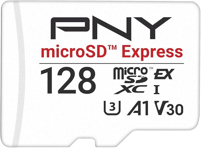 PNY microSD Express 128GB UHS-I U3 V30 A1 microSDXC Flash Memory Card, up to 890 Read & up to 550 Write, Ideal for microSD Express Compatible Devices Like Nintendo Switch 2