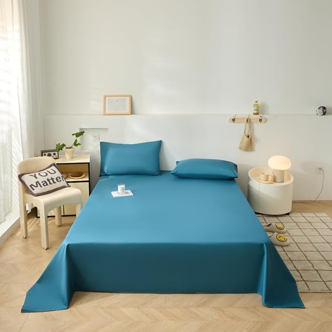 WenBags Lightweight Waterproof Flat Sheet 70 * 90 Inches Queen Size-Mattress Protector for Bed & Couch, Pet Hair Resistant Cover Ideal for Dogs & Cats, Perfect for Hotels & Hospitals(Blue)