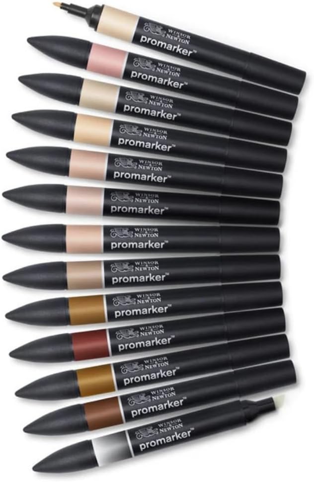 Winsor & Newton ProMarker Set, 12 Count, Skin Tones