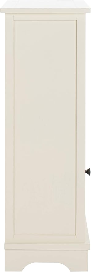 SAFAVIEH Home Collection – Connery Distressed Vintage White Storage Cabinet with Rattan Baskets & Bottom Door, Farmhouse Accent Storage, Fully Assembled (AMH5742B)