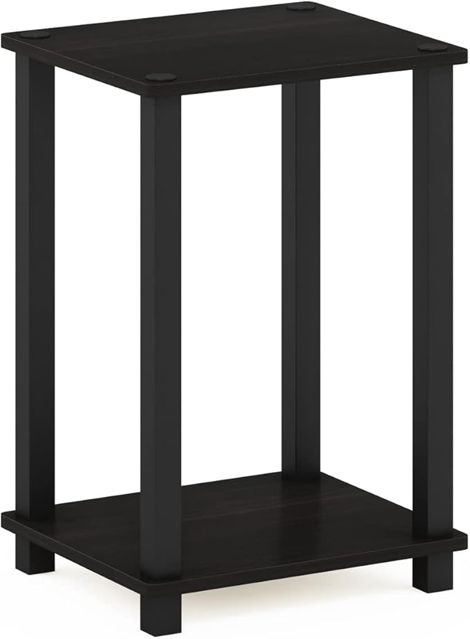 Furinno Simplistic Night Stand, 2-Tier Compact Nightstand with Open Shelf, Toolless Small Bedside Table, End Table, Side Table, for Bedroom, Living Room, Black Espresso