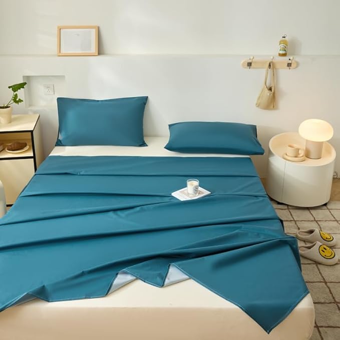 WenBags Lightweight Waterproof Flat Sheet 70 * 90 Inches Queen Size-Mattress Protector for Bed & Couch, Pet Hair Resistant Cover Ideal for Dogs & Cats, Perfect for Hotels & Hospitals(Blue)
