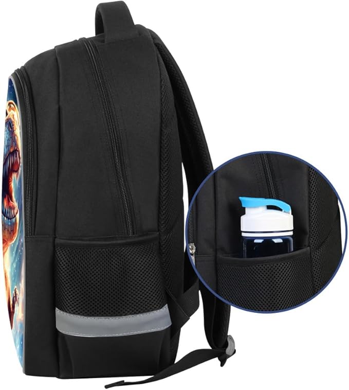 Kids Backpack Lightweight Durable Medium Teens Kids Backpack for School Boys and Girls Bookbag with Adjustable Shoulder Straps & Padded Back 17 Inch School bags with 3D Reflective Dinosaur Cartoon