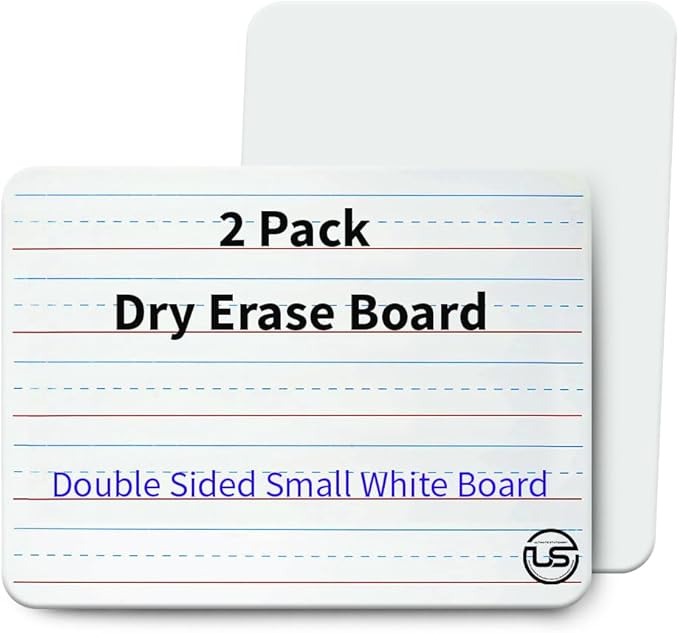 Small White Board 9X12, Small Dry Erase Board 2 Pack Whiteboard Dry Erase Double Sided with Lines Mini Whiteboard, Lapboard Ideal for Homeschool, Office, Classroom White Boards for Kids