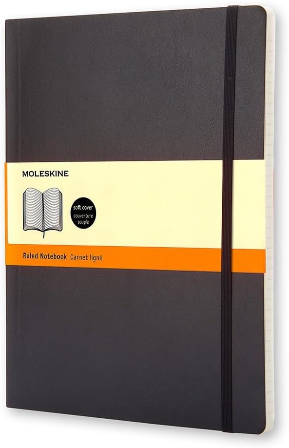 Moleskine. Notizbuch liniert Xlarge: Mit Falttasche für Notizen. Gummiband-Verschluß
