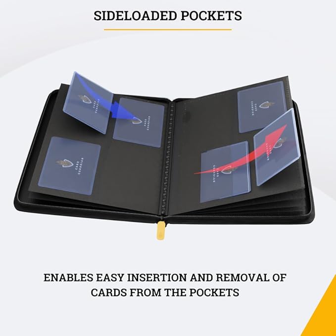 Card Guardian - Toploader 4 Pocket Premium Binder with Zipper for 160 Cards - Side Loaded Pockets - Compatible with Sports and Trading Cards TCG (Purple)