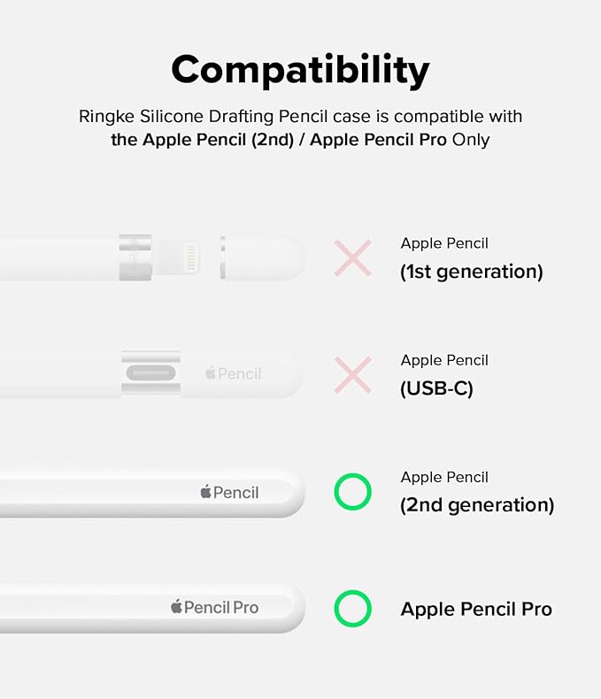 Ringke Silicone Drafting Pencil Case Compatible with Apple Pencil 2nd Generation and Apple Pencil Pro Case, Perfect Grip Silicone Protective Cover Sleeve Accessories - Yellow