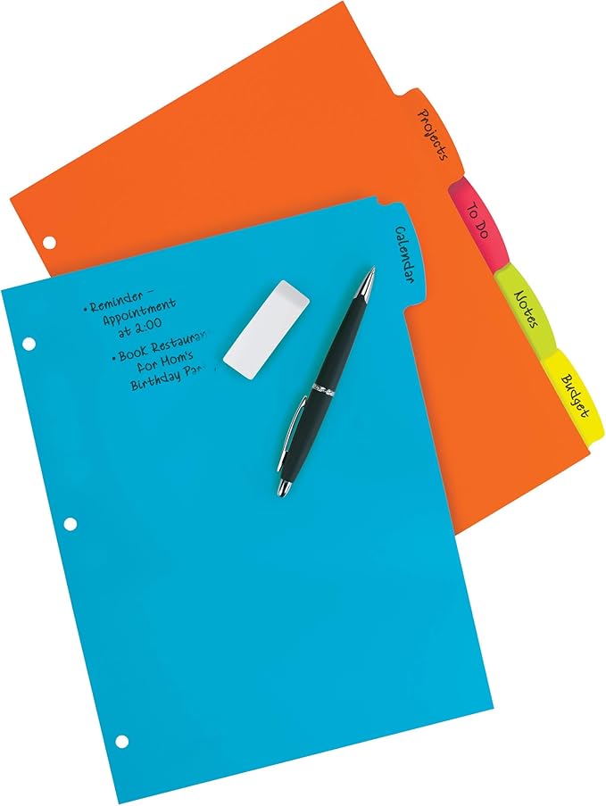 Avery Big Tab Write & Erase Durable Plastic Dividers, 5-Tab Set, Multicolor Brights, 3 Sets (21212)
