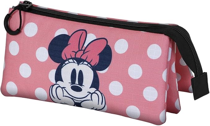 Minnie Mouse Closer-Triple Pencil Case, Pink, 23 x 11 cm, Pink, One Size, Triple Pencil Case Closer