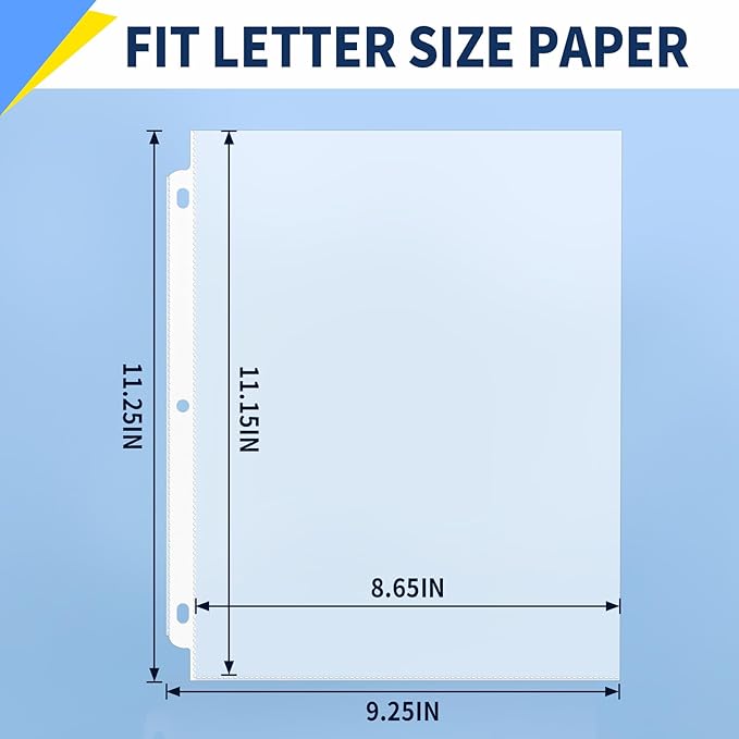 SUNEE Sheet Protectors 600 Packs for 3 Ring Binder, 8.5x11 Clear Plastic Page Sleeves for Paper, Documents, Certificate, Sheet Music, Recipe, File