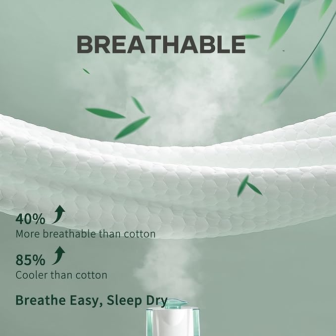 OhGeni 100% Waterproof Mattress Protector,Full Size Mattress Soft Pad,Pet Hair & Bedwetting Resistant,Cooling Breathable Fitted Sheets,Washable Bed Cover,Non-Slip Deep Pocket,Noiseless for Guest Rooms