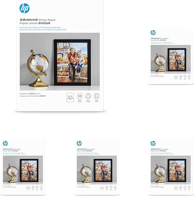 HP Advanced Photo Paper,Glossy,8.5x11 in,50 sheets (Q7853A),(Pack of 5)