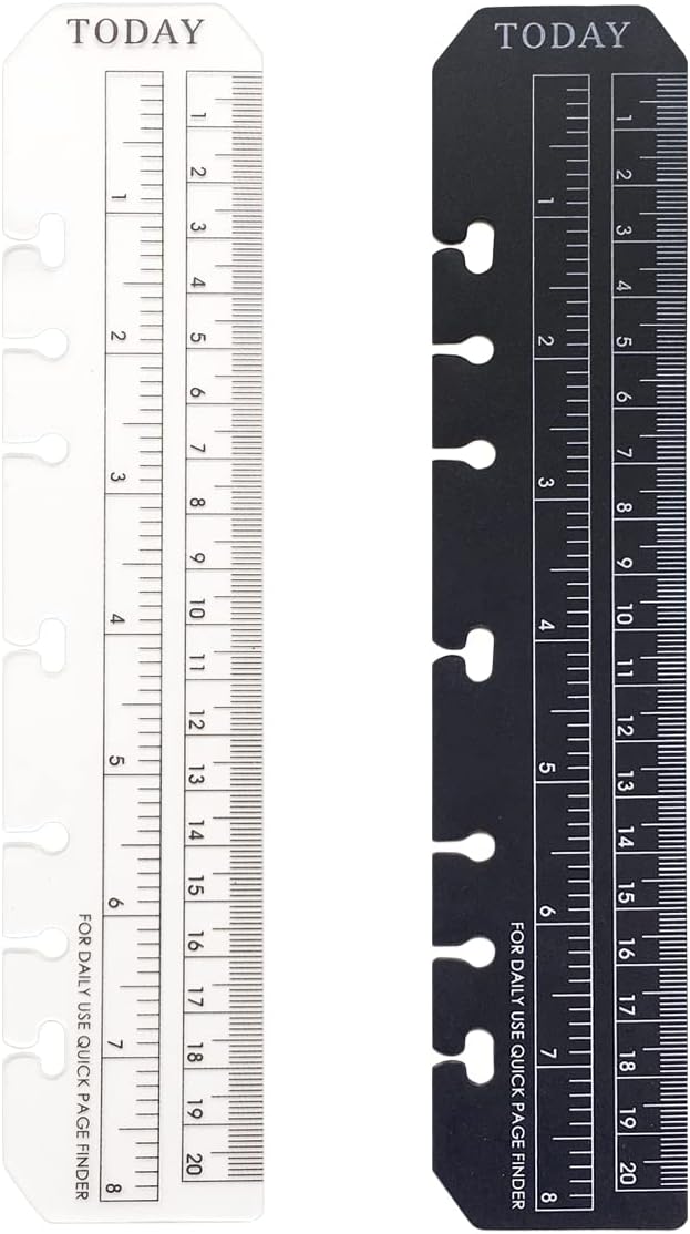 2 Pack A5 6 Holes Page Marker Ruler Plastic Binder Ruler Divider Ruler for Journal Magazine Notebook (BTRuler, A5
