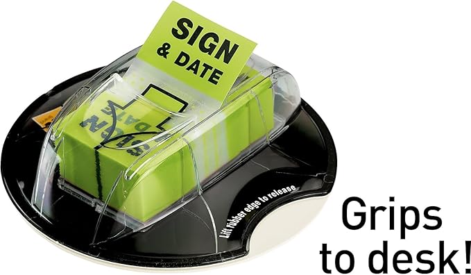 Post-it 680HVSD Flags w/Dispenser,-Inch Sign/Date-Inch,1-Inch x1-3/4-Inch,200 Flags/PK,Green