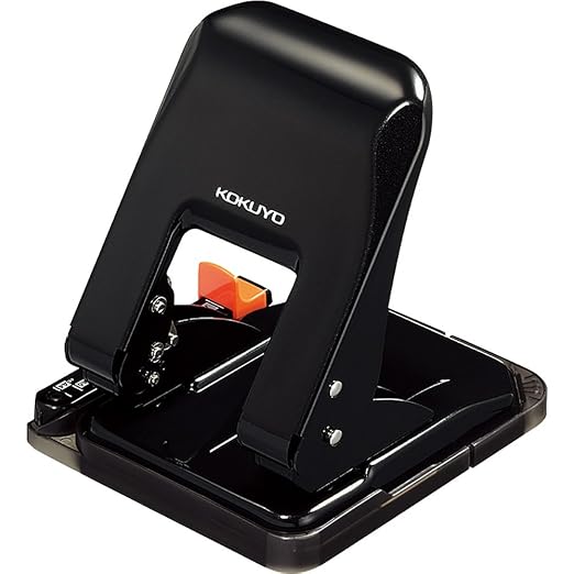 Kokuyo 2-Hole Punch, Heavy-Duty 37 Sheet Capacity, Perfect Size for A4/B5/A5 Papers with Adjustable Paper Guide & Position Markers, Black, Japan Import (PN-G37D)